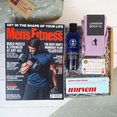 Care Package for Men with Muscle Rub, Crisps, Biscuits, Reusable Cup