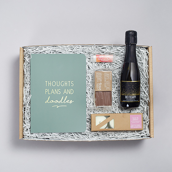 Build your own gift box with notebook & prosecco