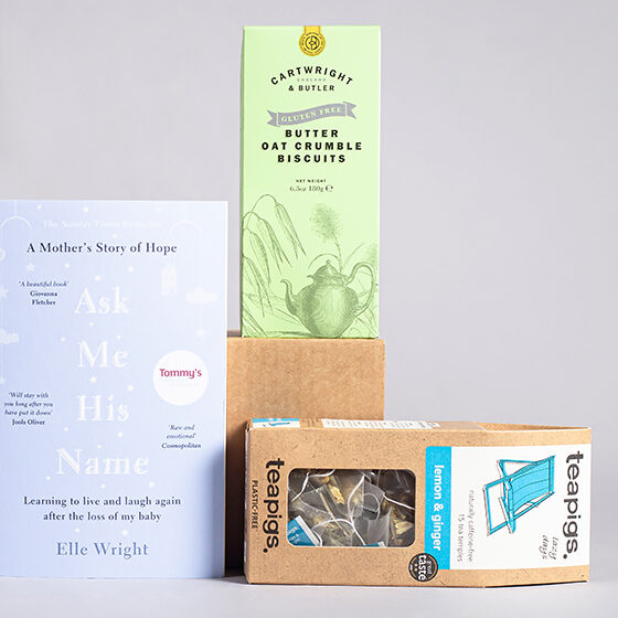 Baby loss gift box with book, tea & biscuits