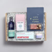 Bespoke gift boxes with bubble bath, notebook & pamper products